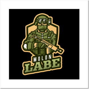 Military With A Rifle | Molon Labe Posters and Art